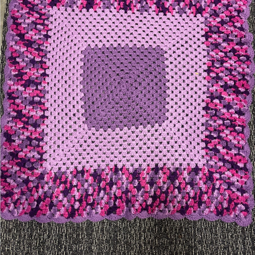 Handmade Purple Ombre Crochet Throw Blanket - Cozy Home Accent